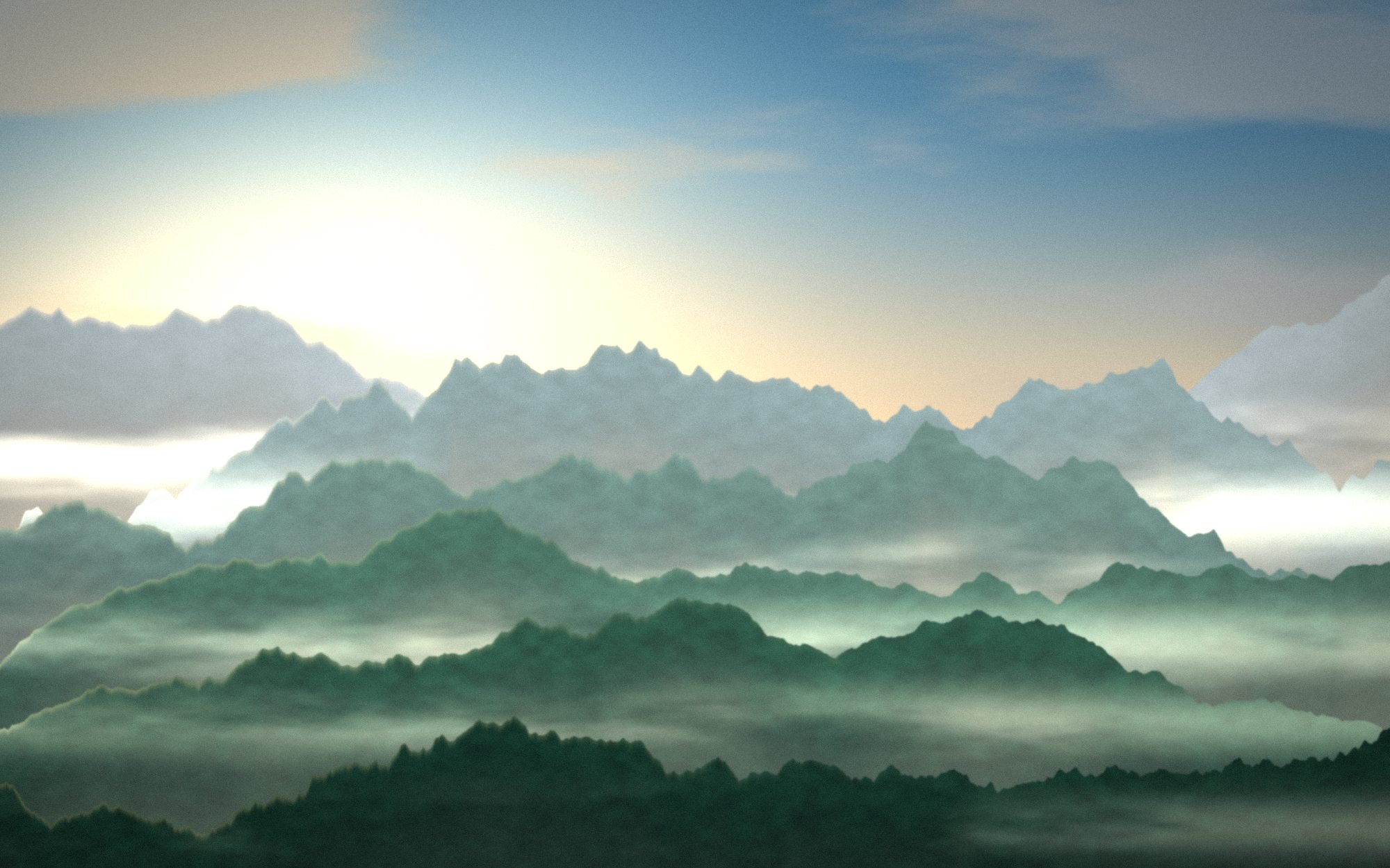 Layers of misty Highlands ridges at dawn