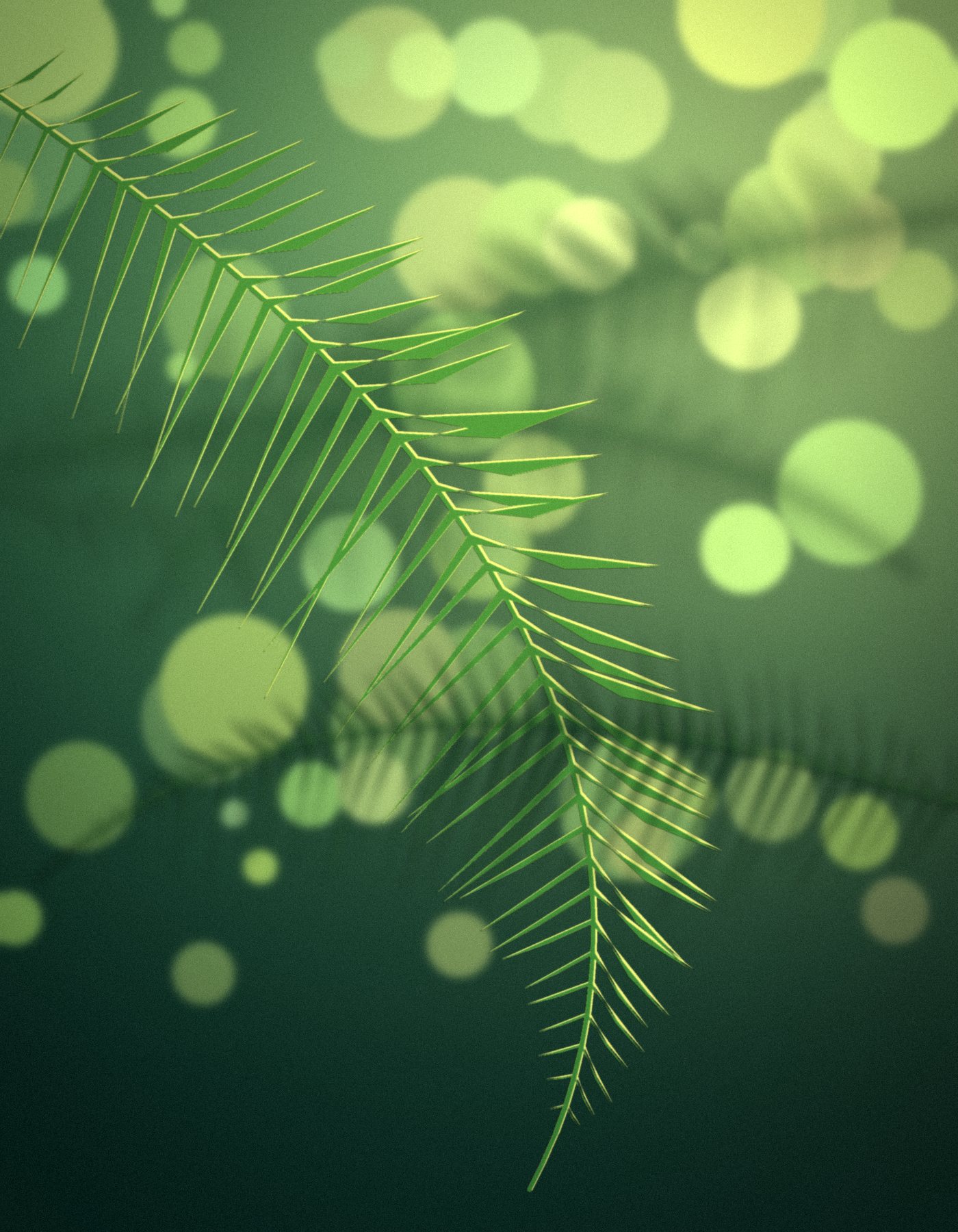 Backlit palm frond against golden light